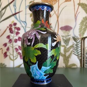 Colorful Floral Cloisonné Vase